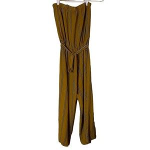 See you Monday Gold Black White Pinstripe Strapless Romper Size L